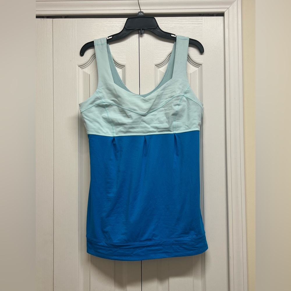 Lululemon 2 Tones Blue & Mint Green Tank Top with Drawstring Size 10